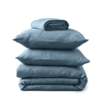 Drap Housse lin stone washed Bleu cap - Sylvie Thiriez