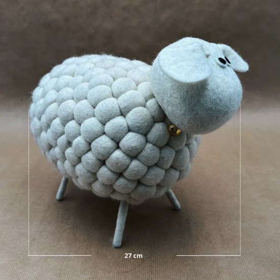 Mouton boule géant blanc 20 cm en feutrine