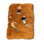 Plaid polaire brodé Après ski caramel - Sylvie Thiriez