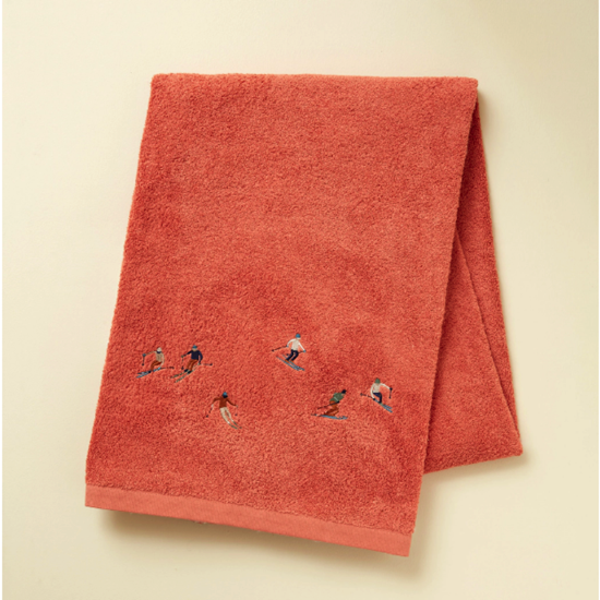 Éponge brodée Après ski rosé thé - Sylvie Thiriez