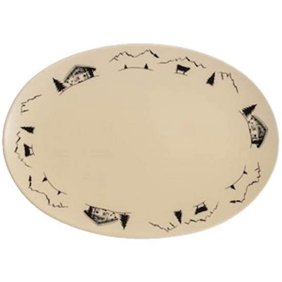 Plat ovale en porcelaine Montagne 29,5x17