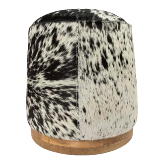 Pouf rond vache noir/blanc - H43