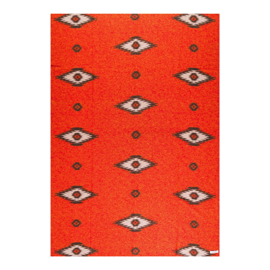 Plaid en laine orange - Ligne indienne &amp; Losanges naturel/orange - 145x200